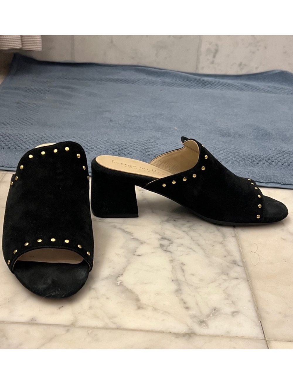 Bettye Muller Concept Black Suede Studded Women's Mule Sandals- SZ 7